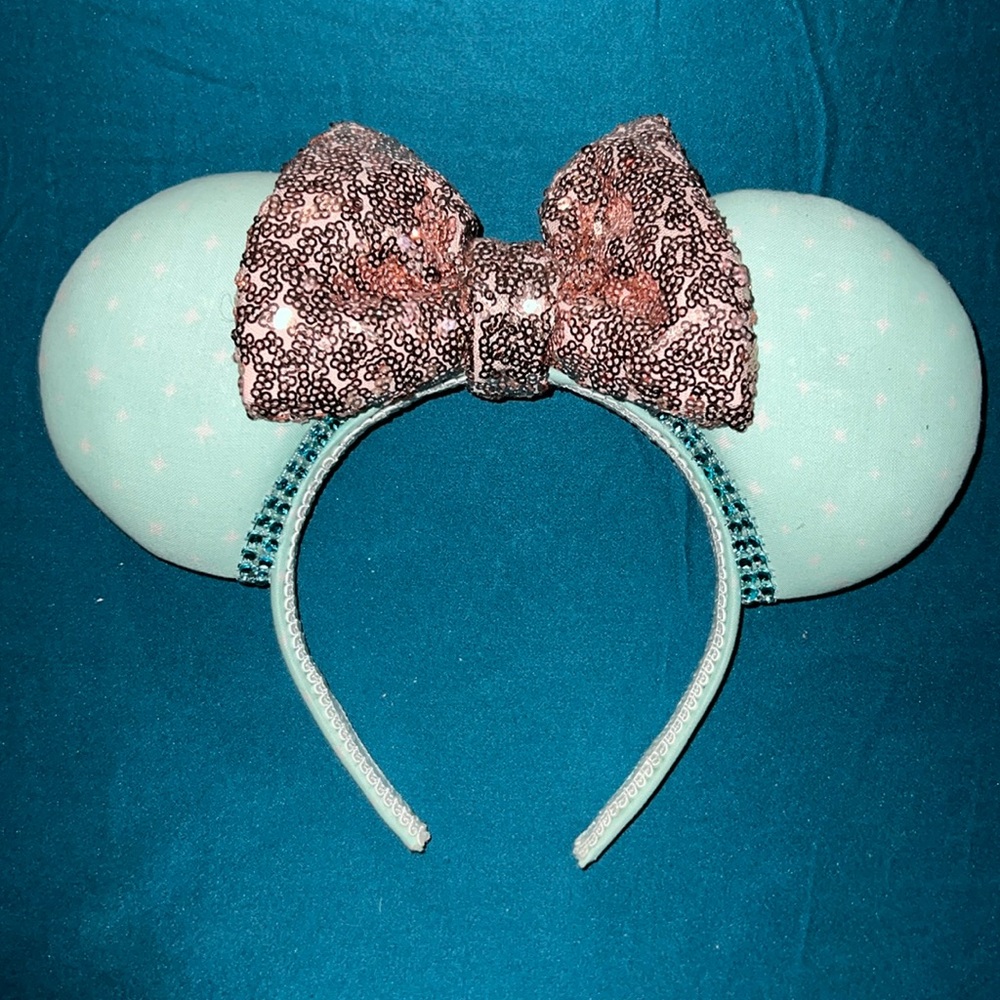 Retro Aqua and Rose Gold Dapper Day Mickey Ears